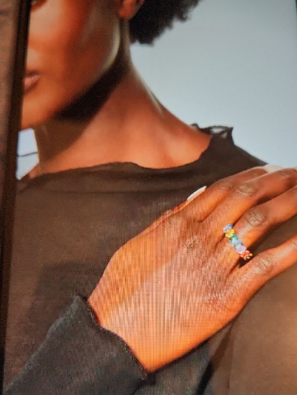 Kurt Geiger Rainbow Crystal Eternity Ring in Silver Tone - Picture 6 of 7